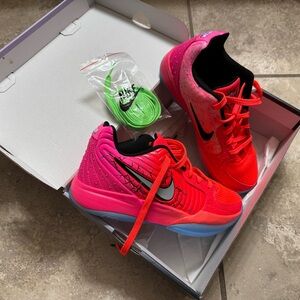 Nike Red and Pink Sneakers with Green Laces